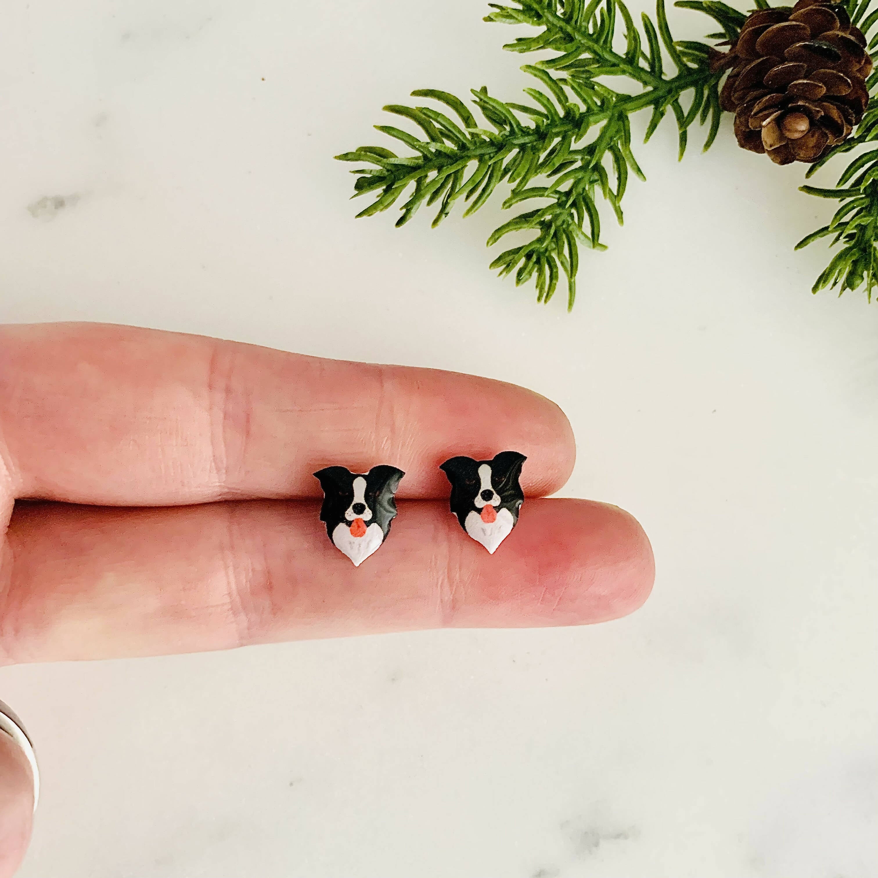 Adorable Border Collie Dog Stud Earrings | Art & Soul