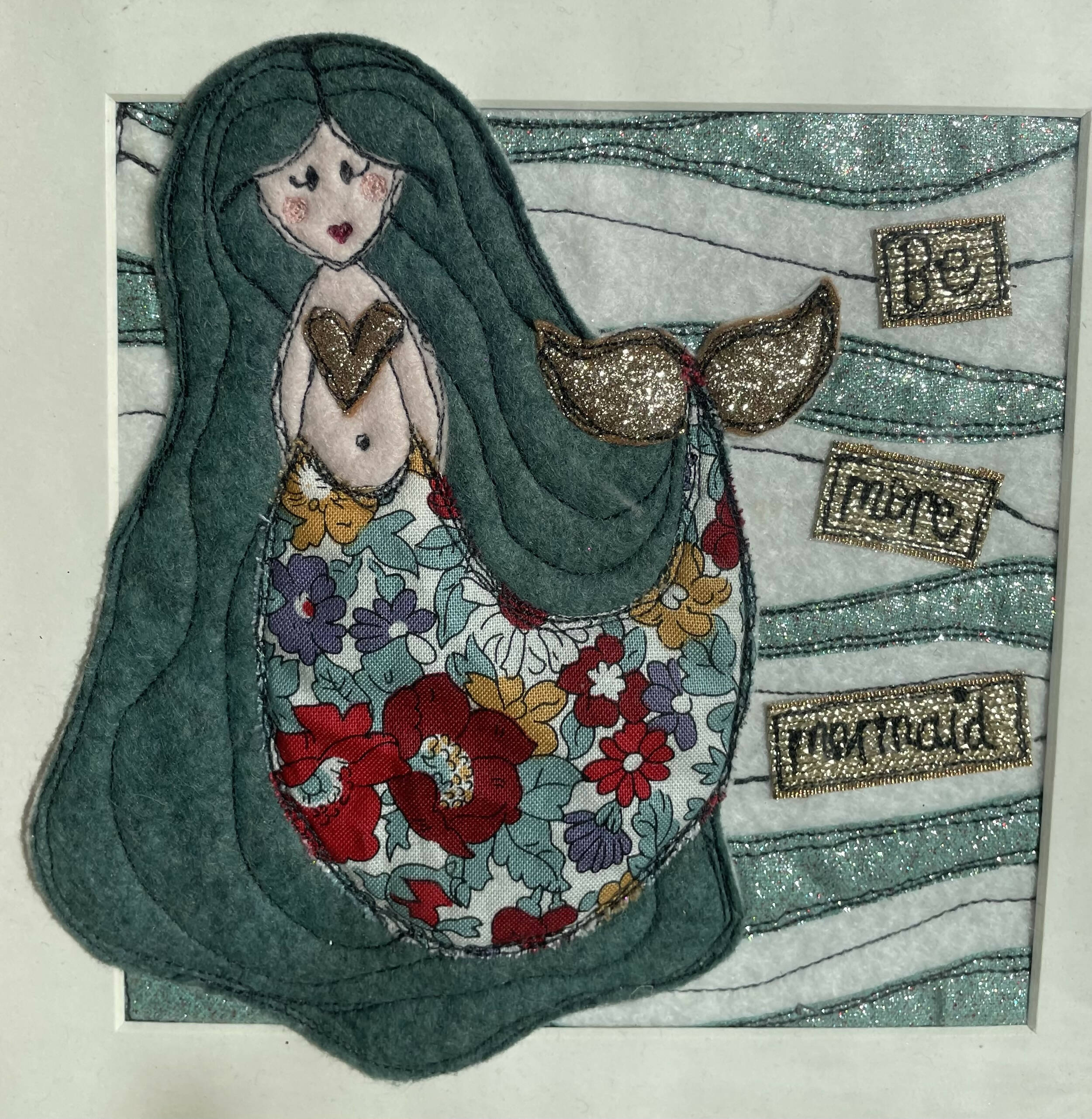 Mermaid Original Framed Textile Art