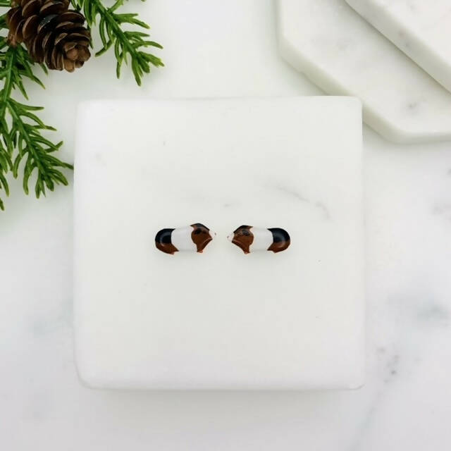 Tri Coloured Guinea Pig Stud Earrings