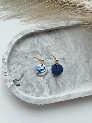 Blue China No. 6 - Handmade Polymer Clay Earrings