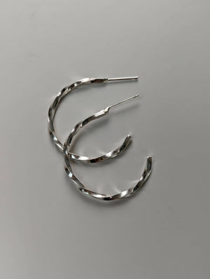 Twisted sterling silver hoops - Handmade