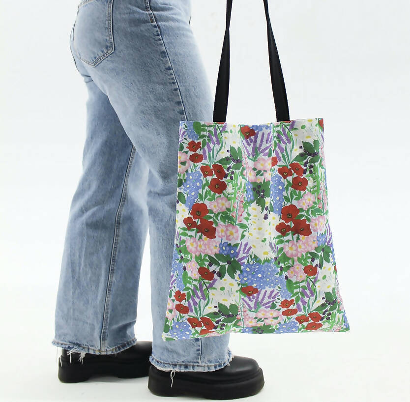 British Wildflower Print Tote Bag