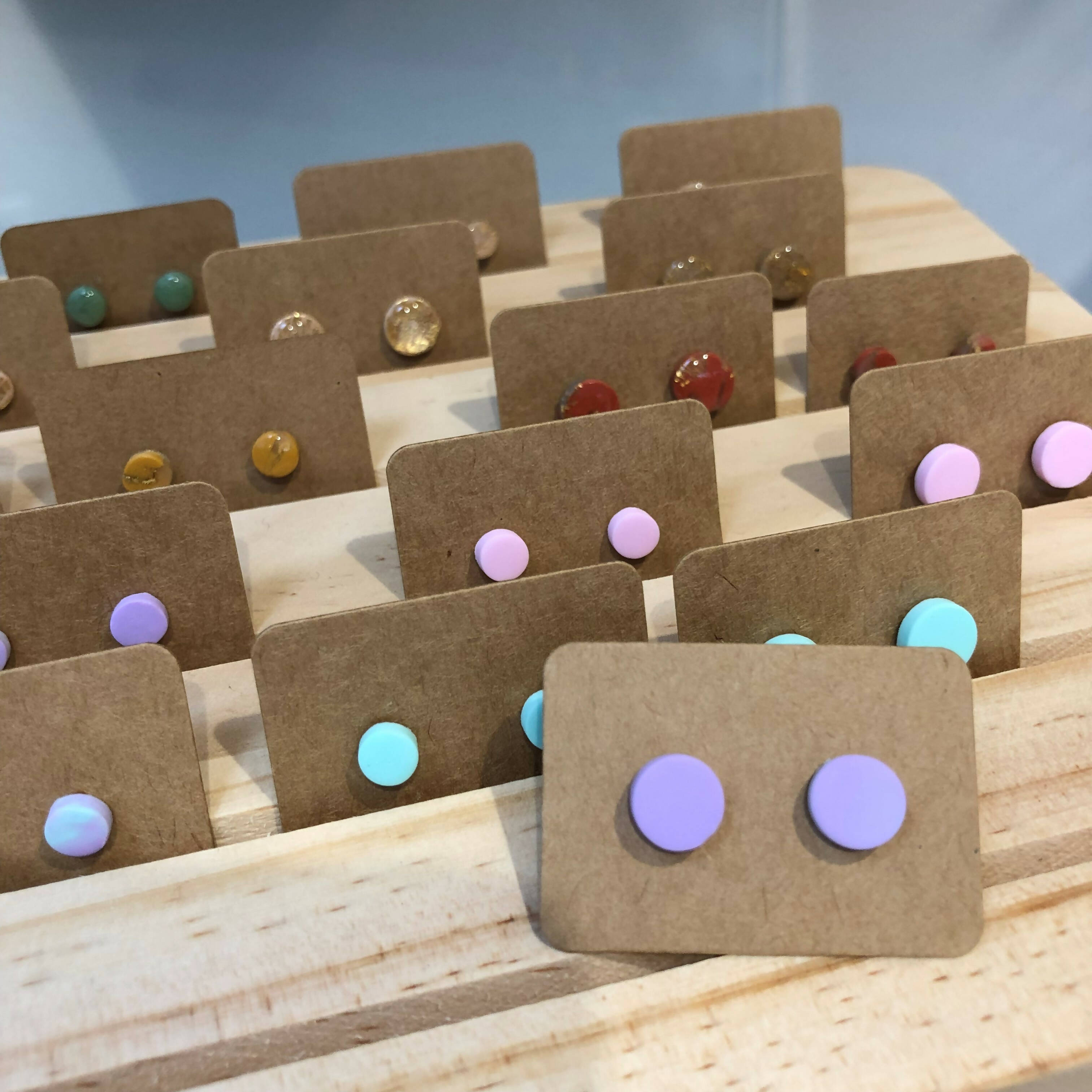 Pastel Collection; Dot Stud Polymer Clay Earrings: Medium