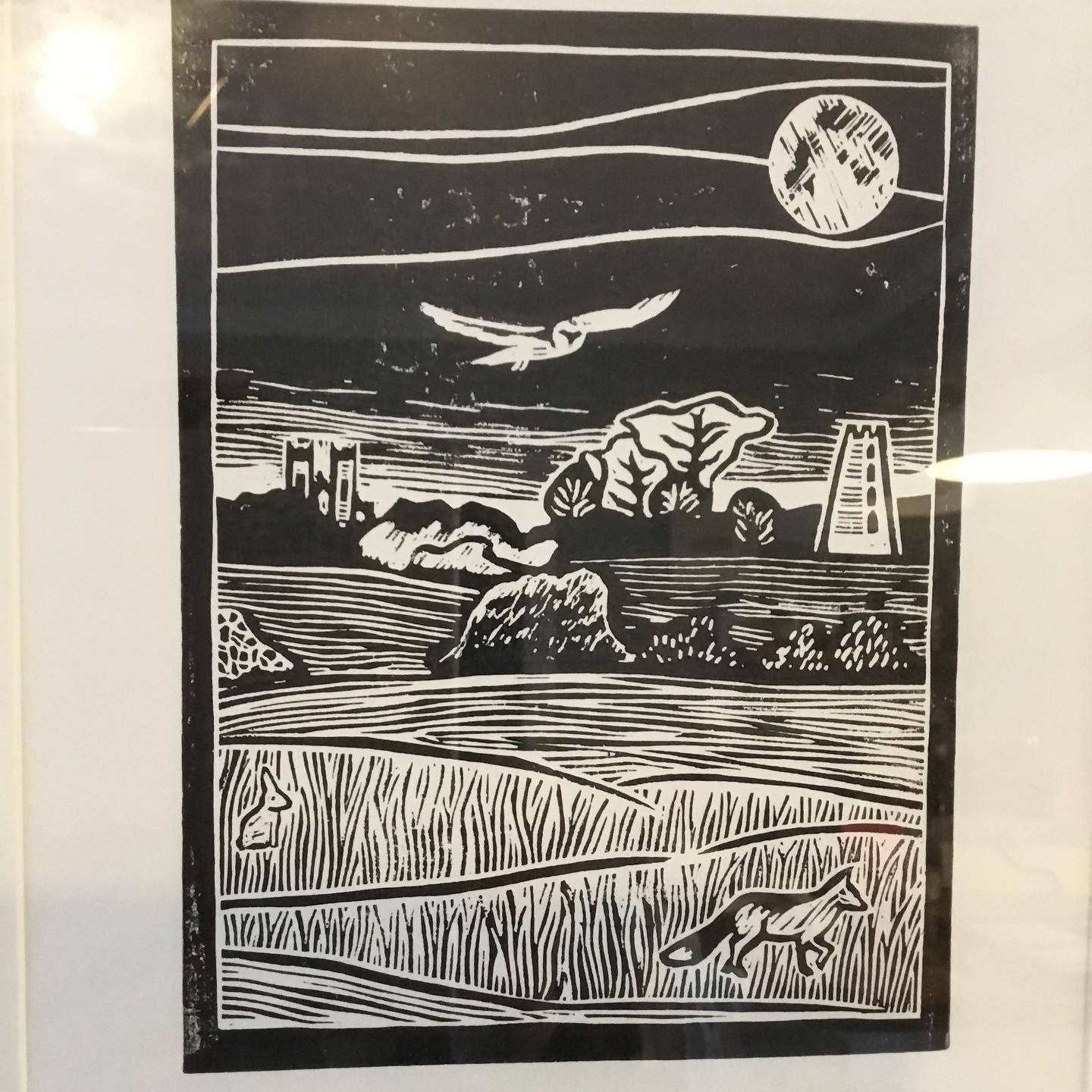 The Westwood at Night Framed Lino Cut Print