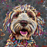 COCKAPOO DOG COLOUR SPLASH FRAMED ARTWORK.