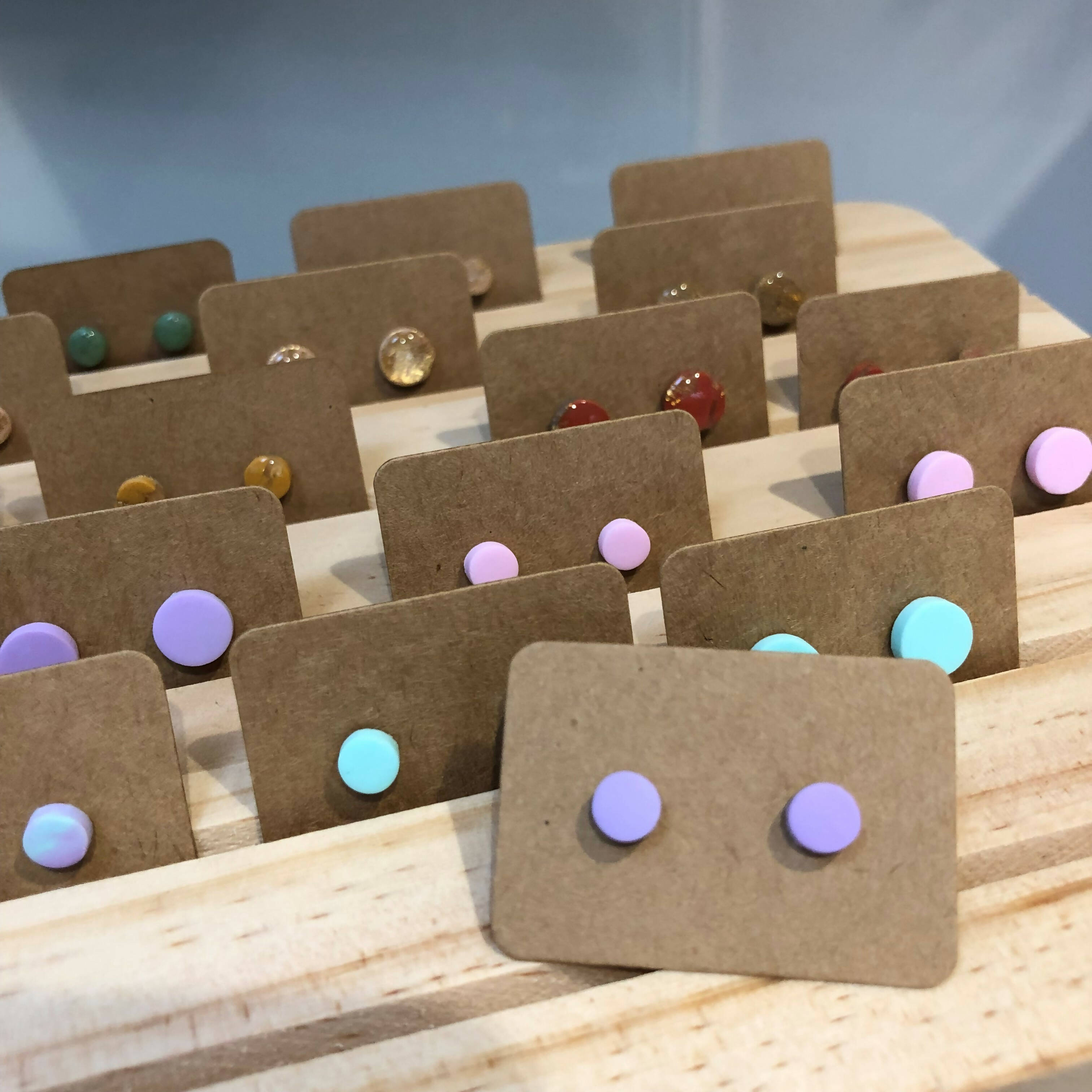 Pastel Collection; Dot Stud Polymer Clay Earrings: Small