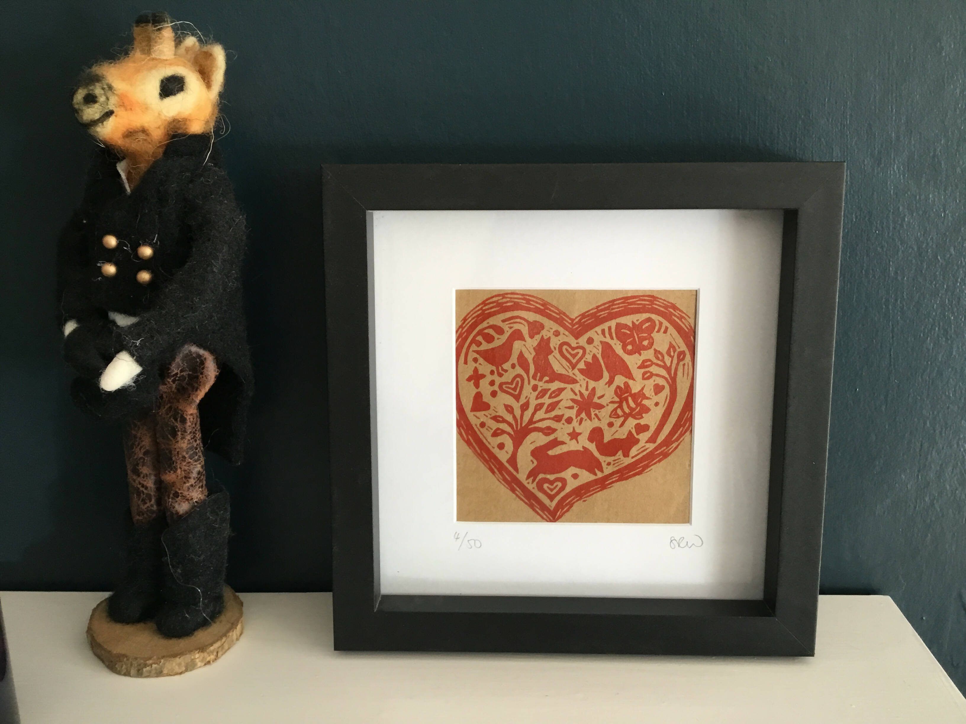 Love Nature Framed Lino Cut Print
