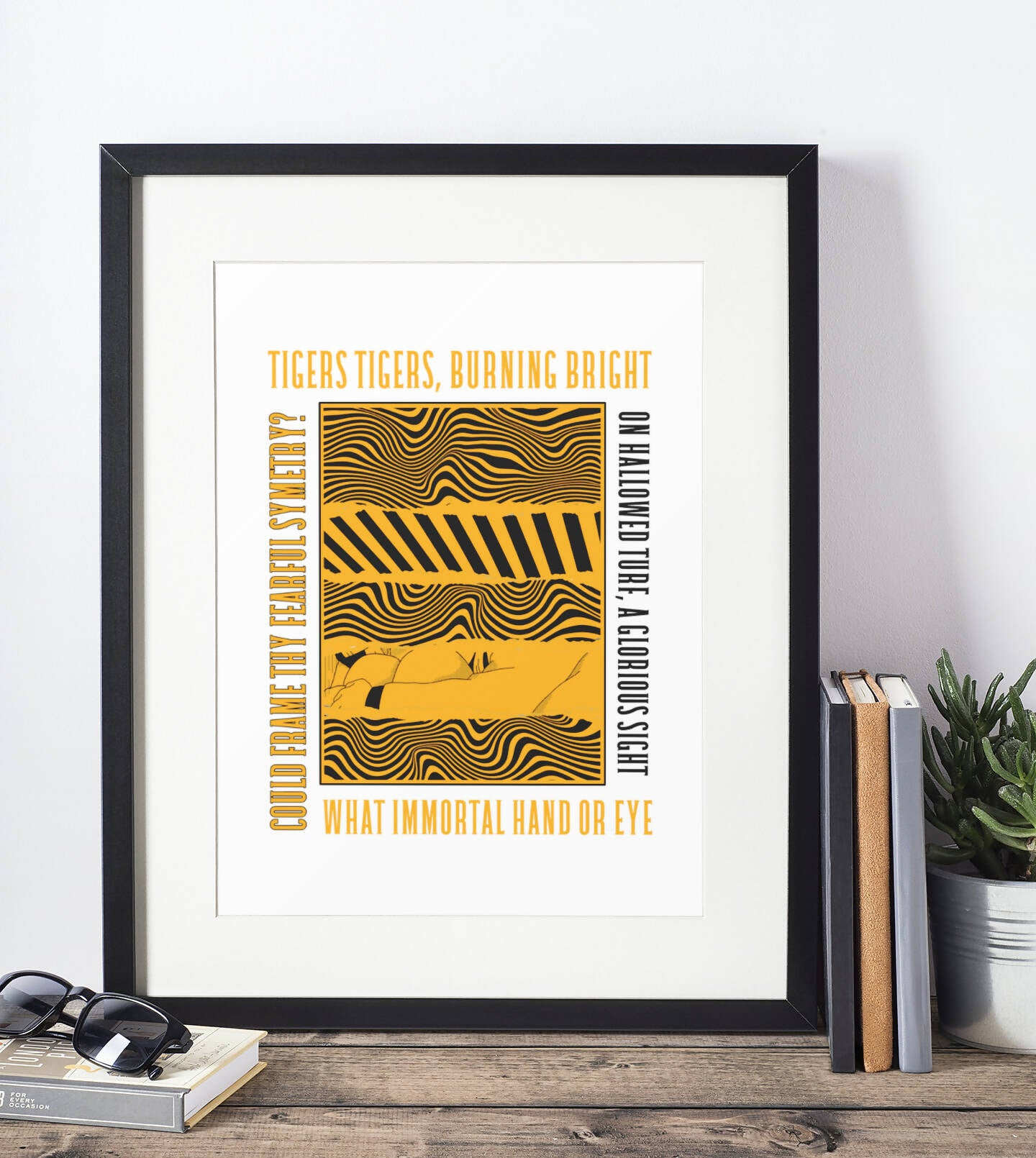 Hull City Art Print TIGERS TIGERS LYRICS Design in White