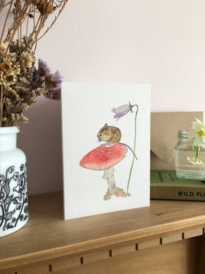 Mouse on toadstool card