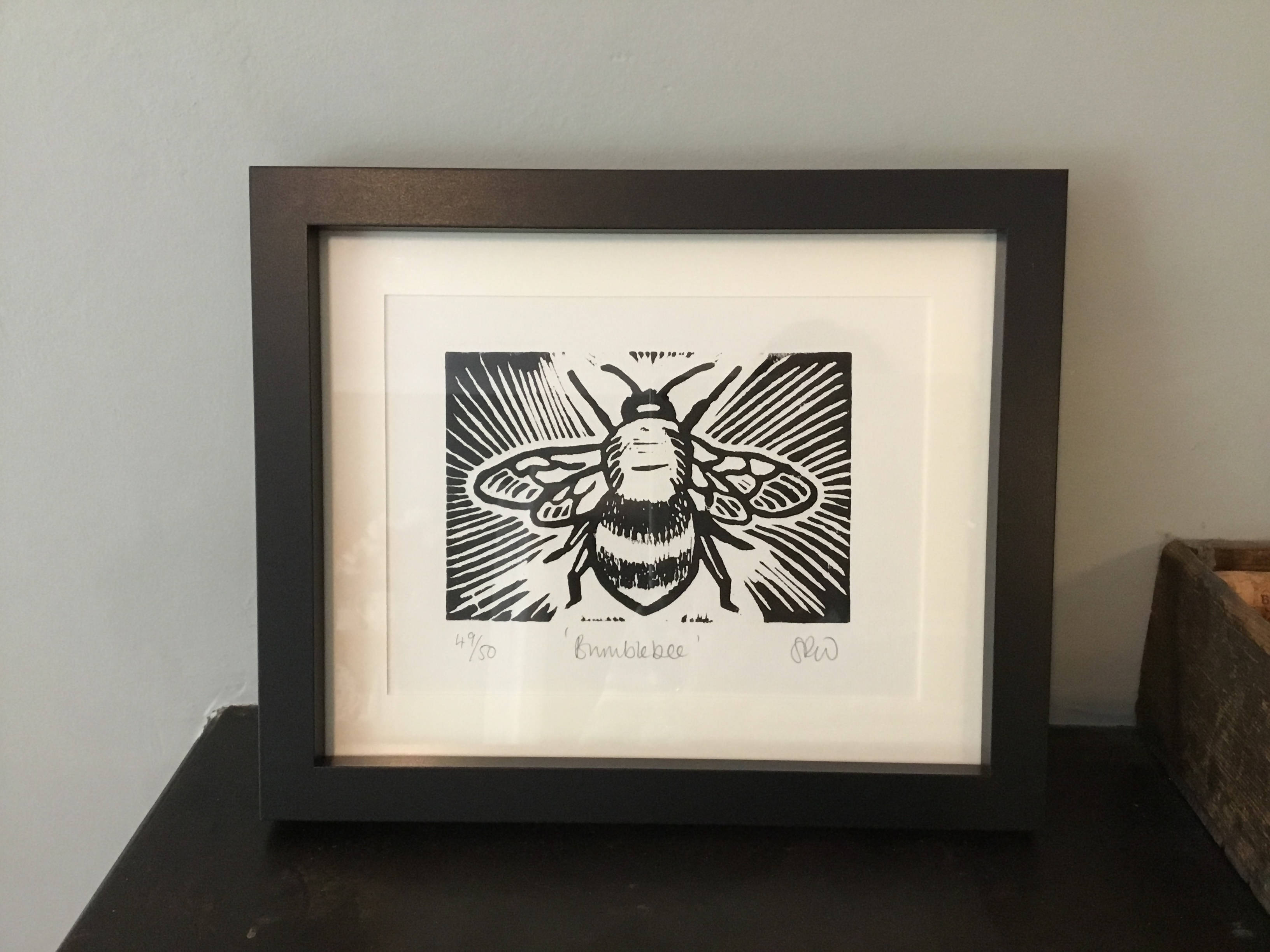 Bumblebee Framed Lino Cut Print