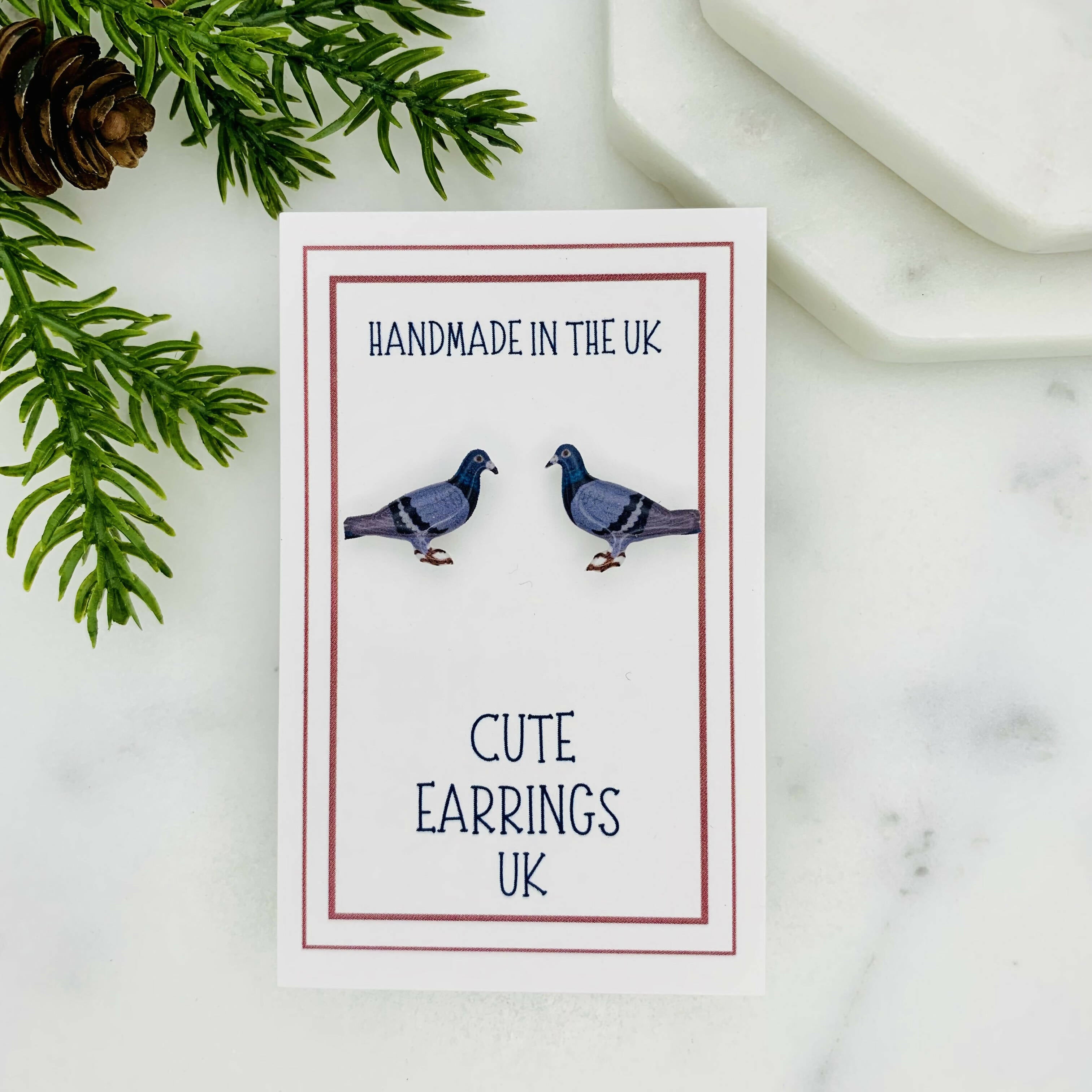 Adorable Pigeon Stud Earrings - Handmade Joy | Art & Soul