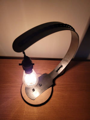 Oak and Steel Curved Hanging Lamp - 1028