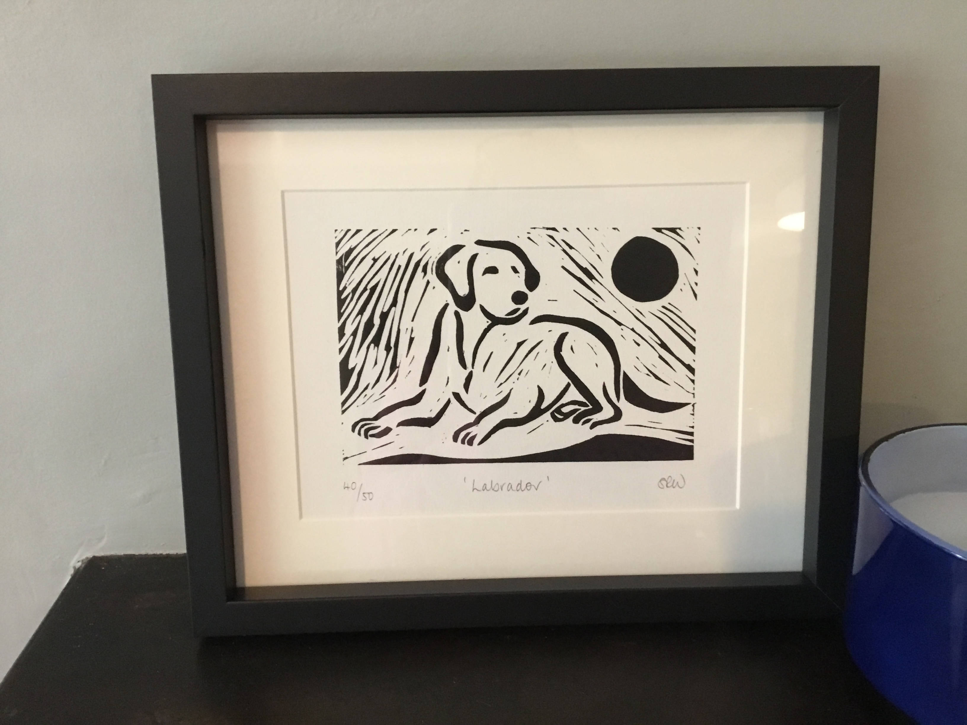 Labrador Framed Lino Cut Print