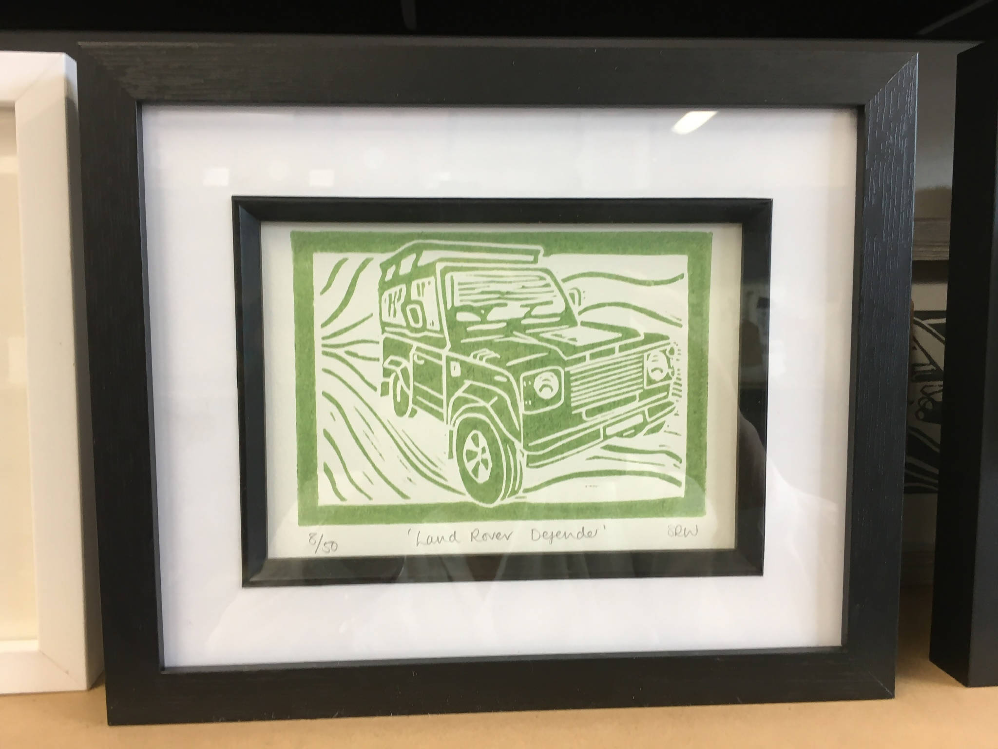 Land Rover Defender Framed Lino Cut Print