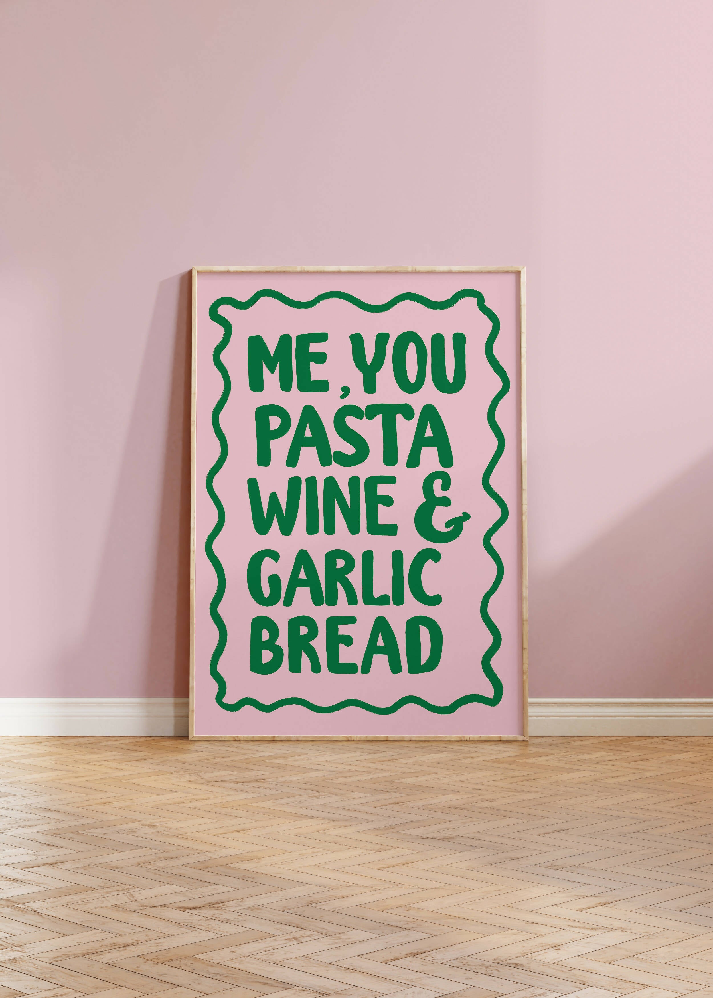 Me, You, Pasta & Garlic Bread Print - Fun Art | Art & Soul