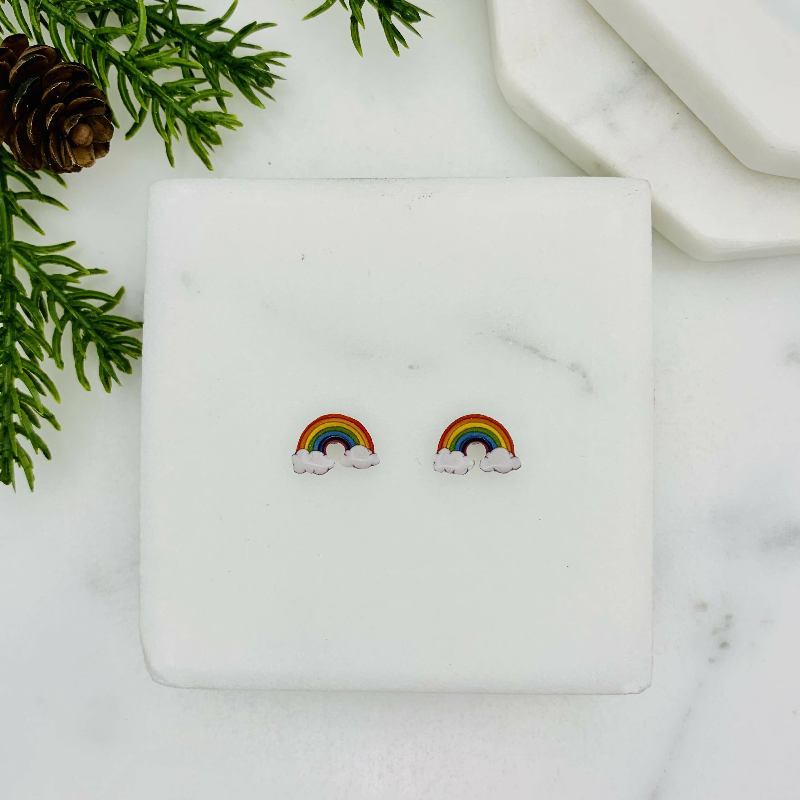 Cute Rainbow Cloud Stud Earrings - Handmade Joy | Art & Soul