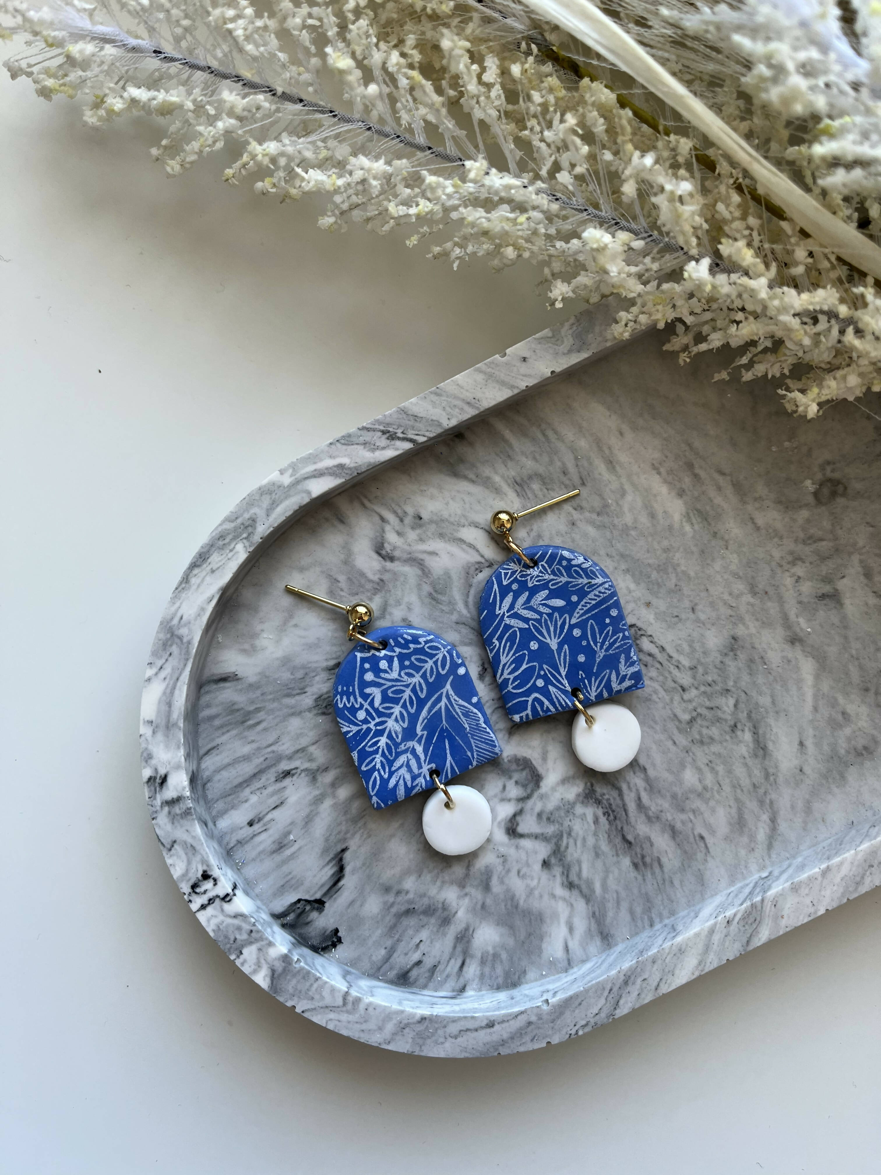 Floral Print No. 3 - Handmade Polymer Clay Earrings