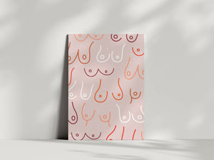 Pink Greetings Card with Boob Design