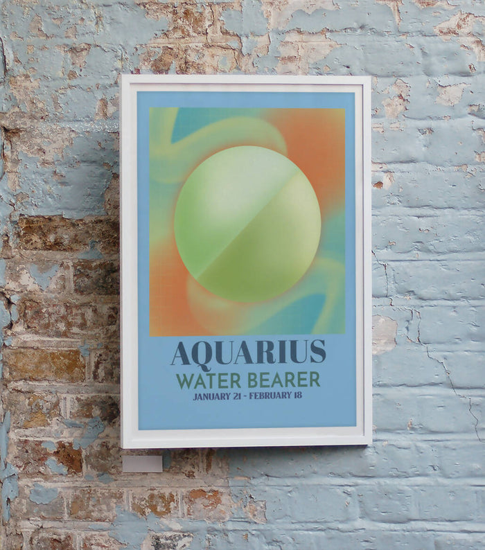 Aquarius Zodiac Horoscope Star Sign Avant Garde Style Art Print A4 Framed no Mount