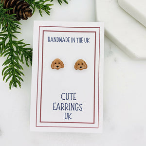 Apricot Cockapoo Dog Stud Earrings