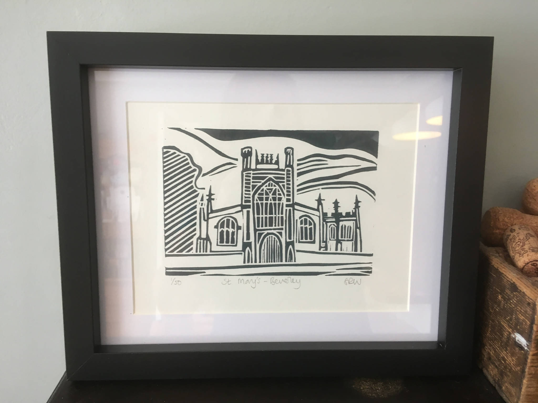 St Mary's Church, Beverley Framed Lino Cut Print