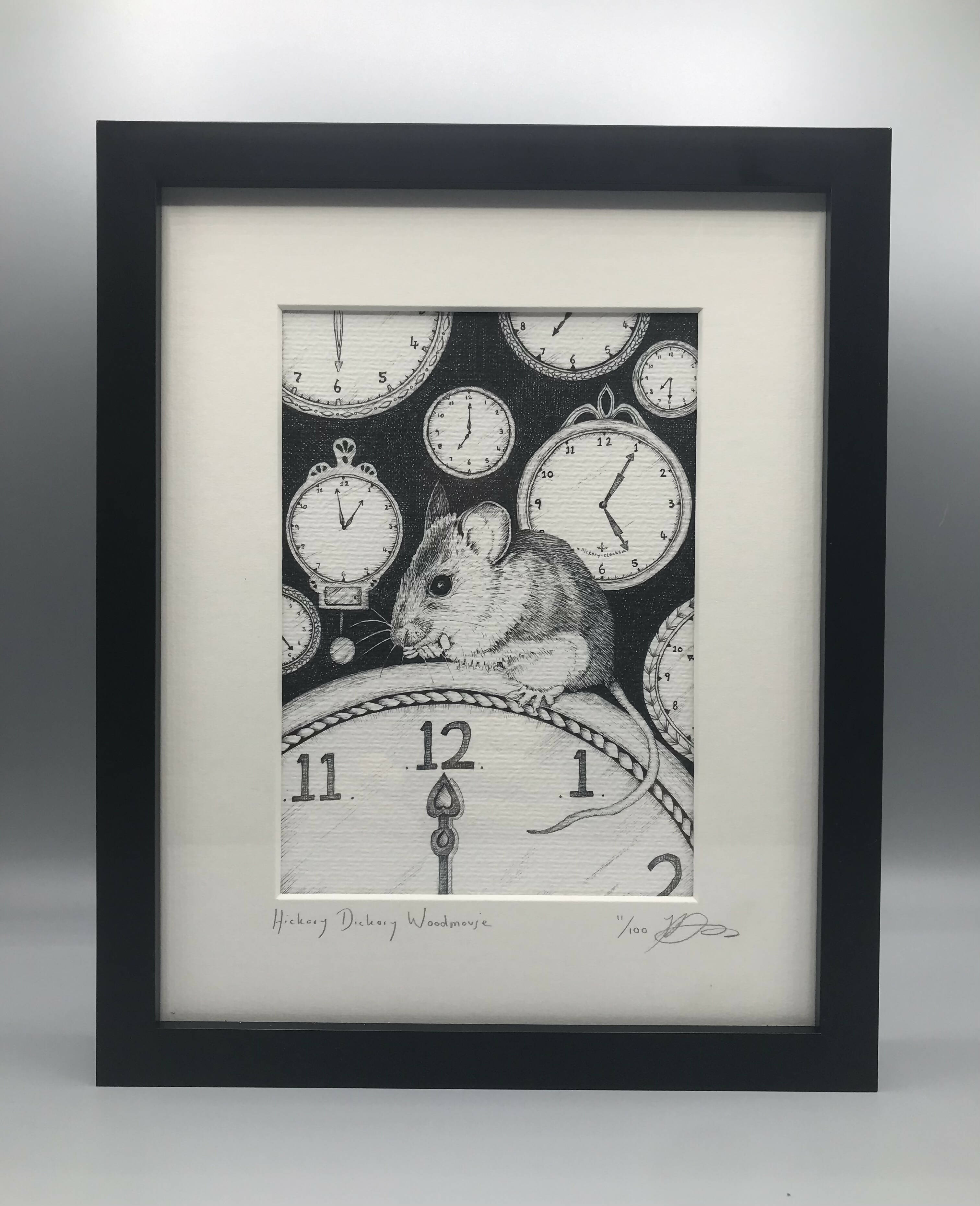 Hickory Dickory Wood Mouse - Framed Limited Edition Print by Jenny Davies