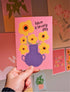 Yellow flowers in vase birthday card.