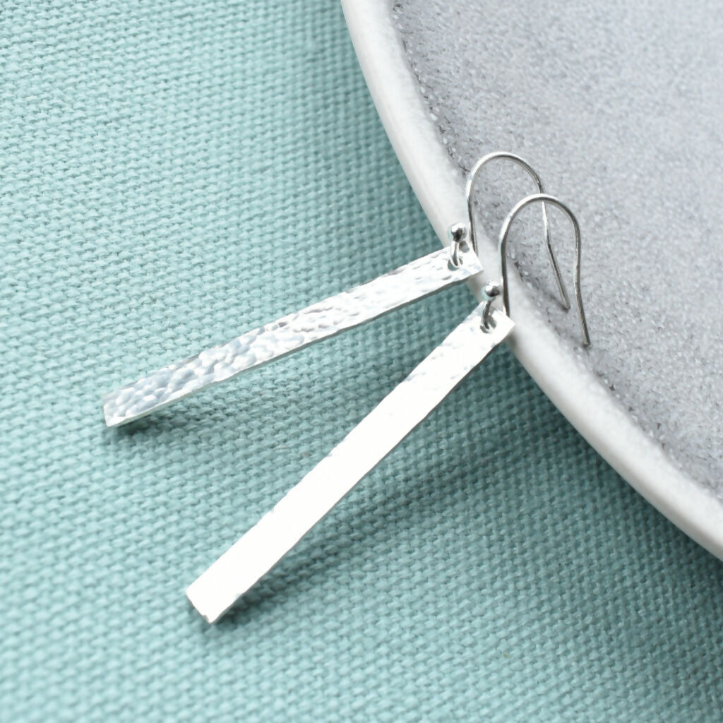 Sterling Silver Textured Drop Earrings