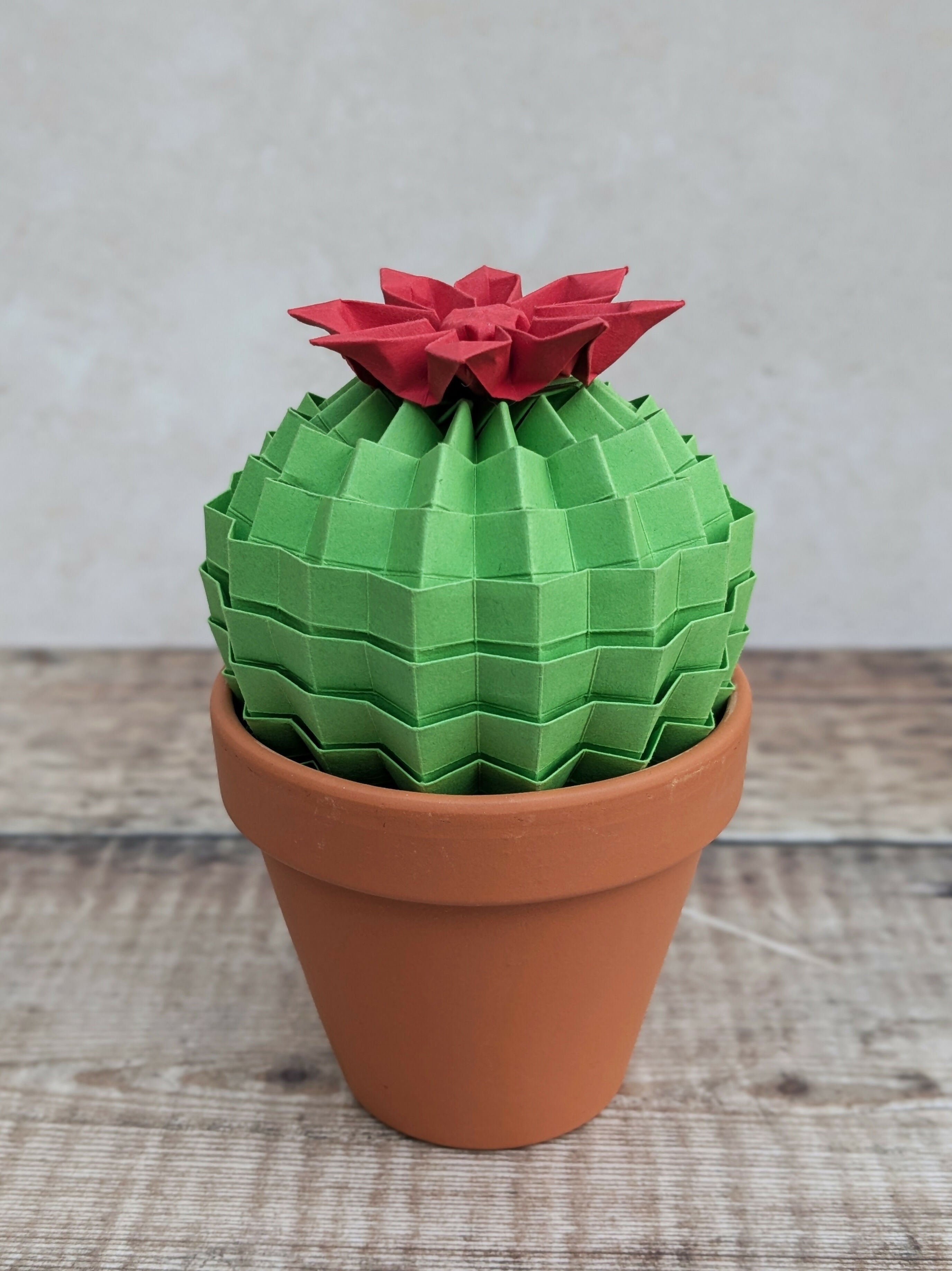 Origami Paper Cactus in Terracotta Pot