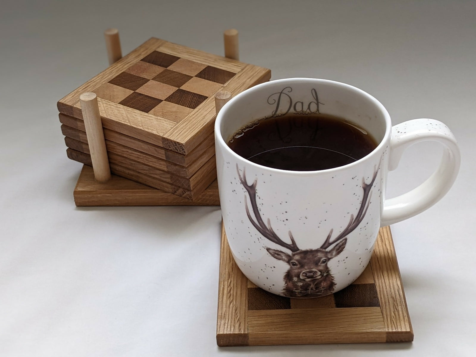Mixed Wood Coasters With Stand