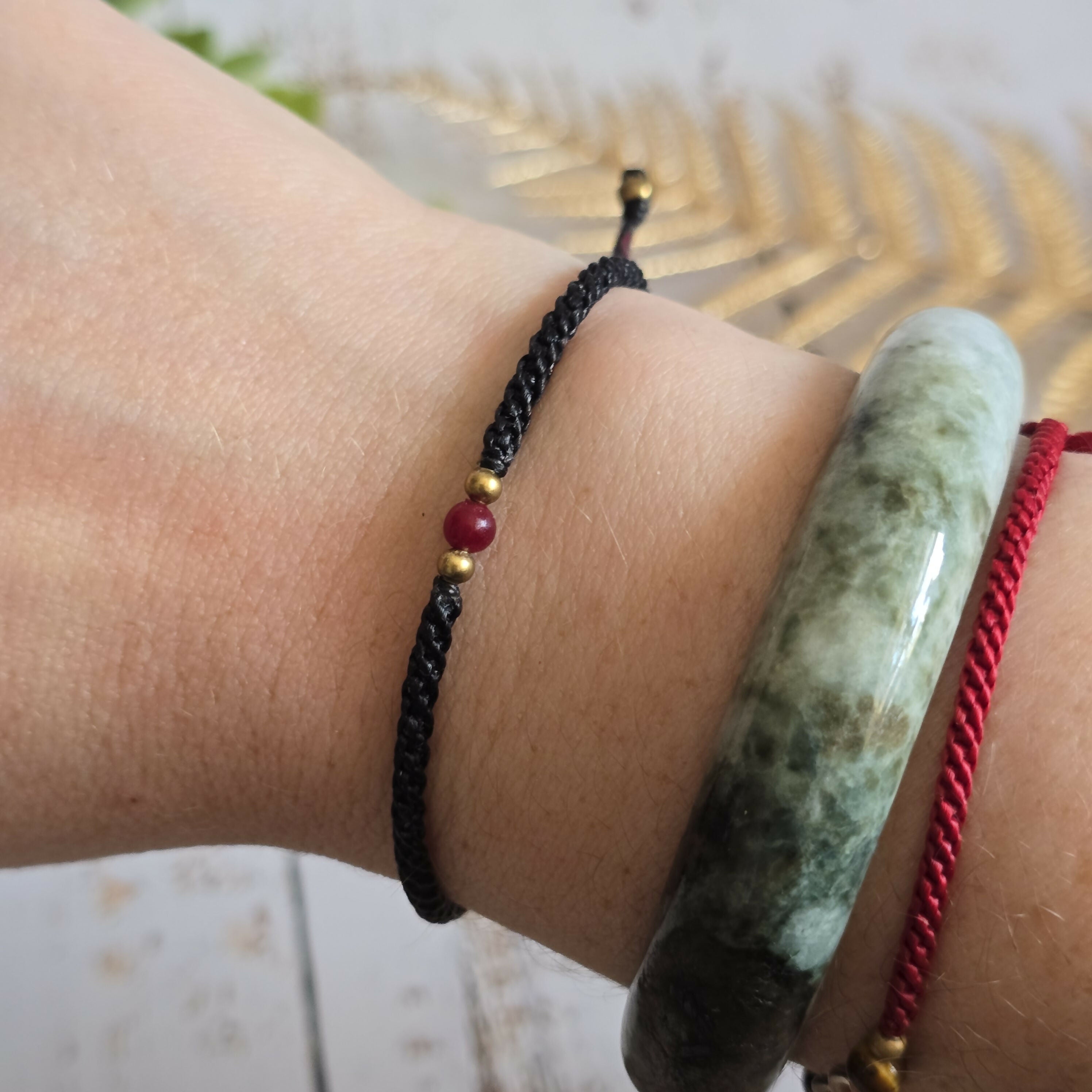 Rubellite Birthstone Bracelet; Single Crystal Macrame Adjustible July Gift Bracelet