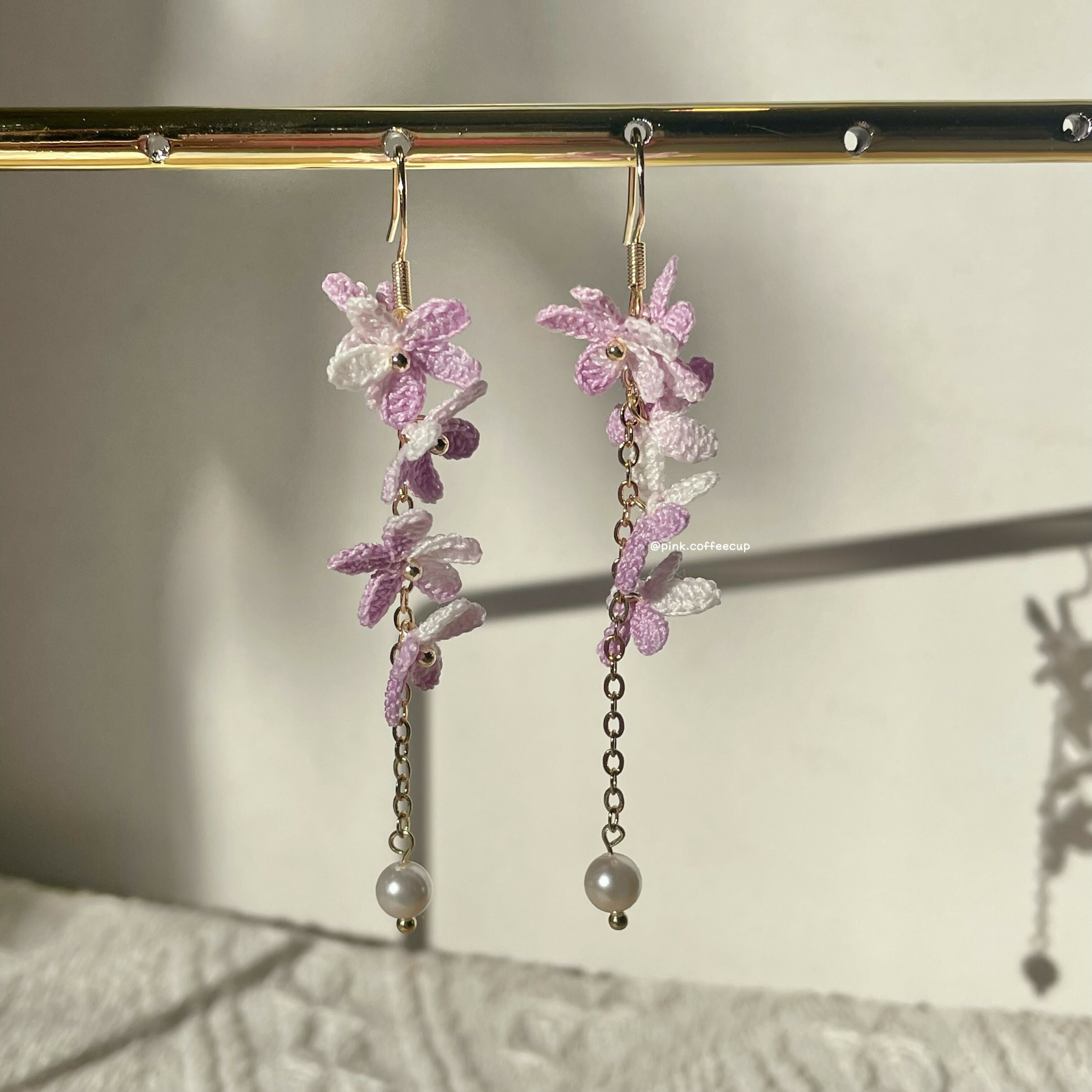 Micro Crochet Flowers Drop and Dangle Earrings