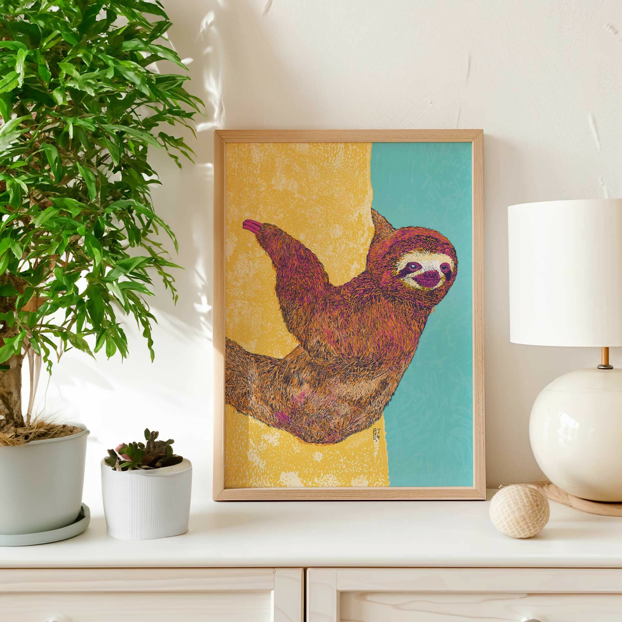 Happy Sloth – Exotic Animal Art Print