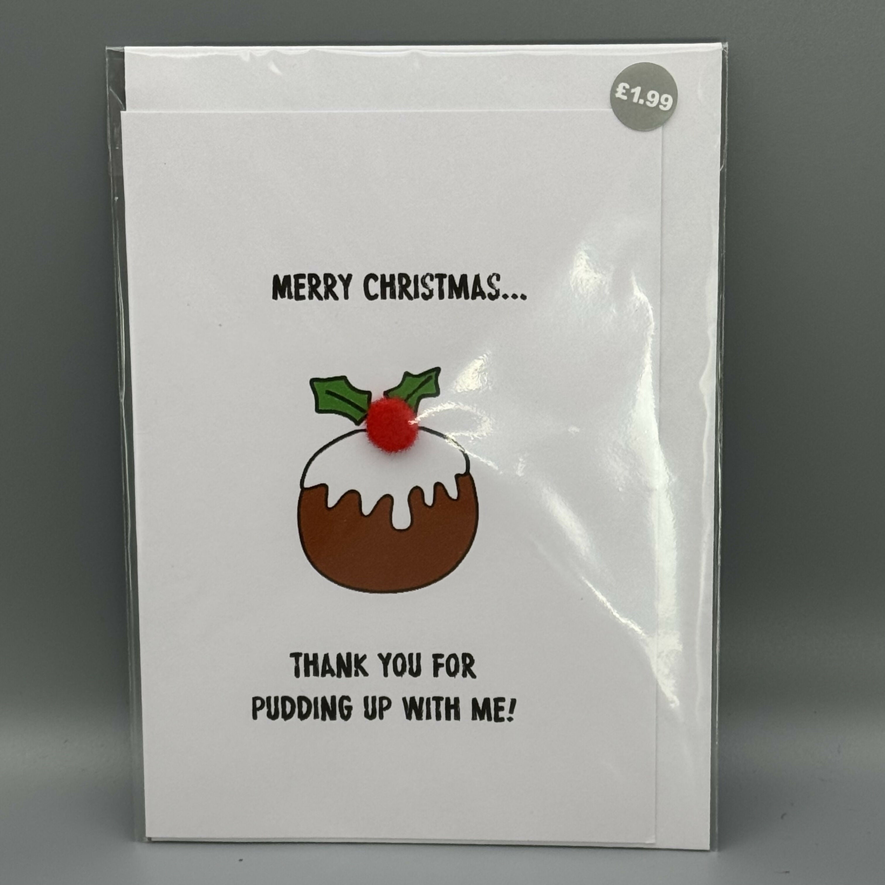 Pom Pom Christmas Card- Pudding