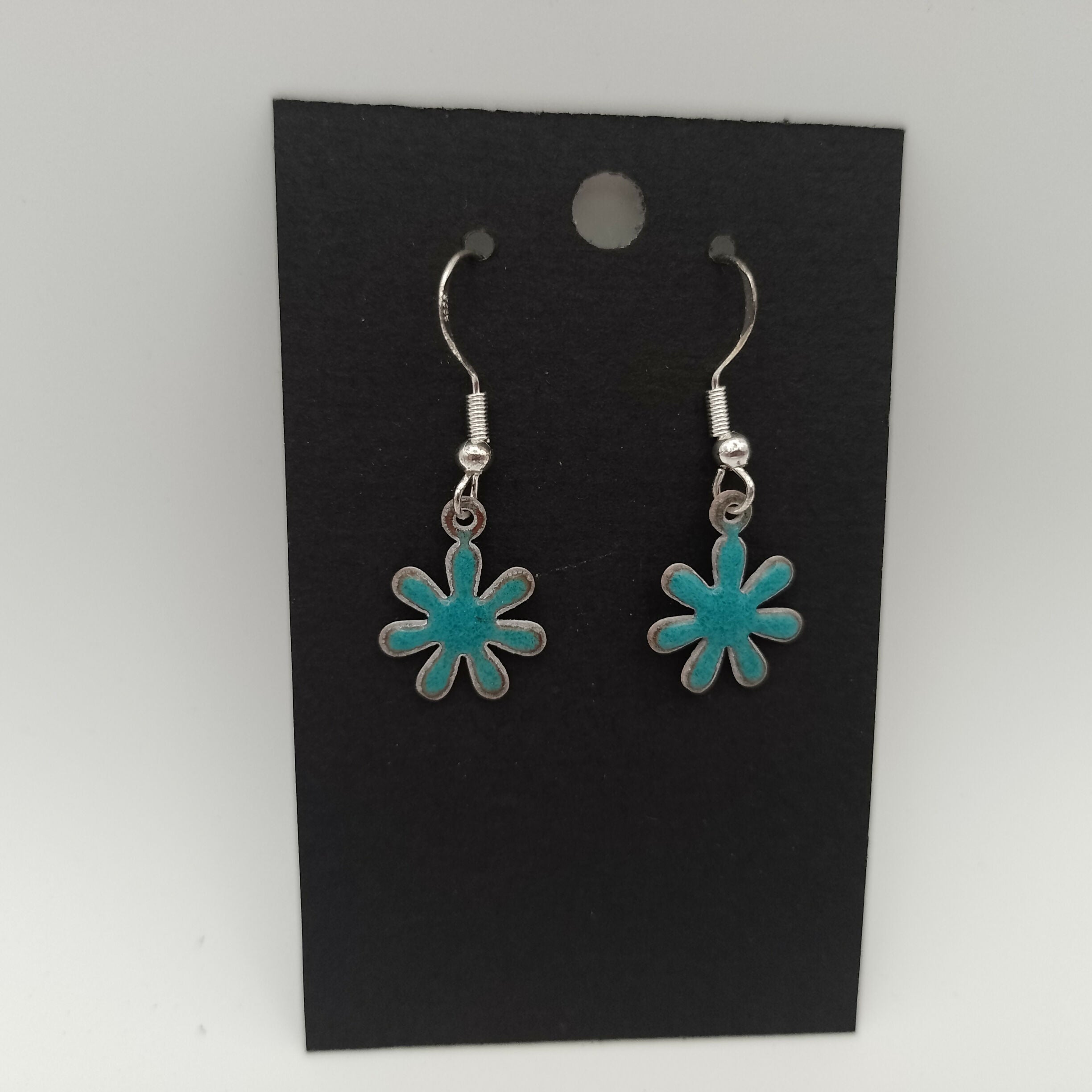 Blue Flower Enamel Earrings