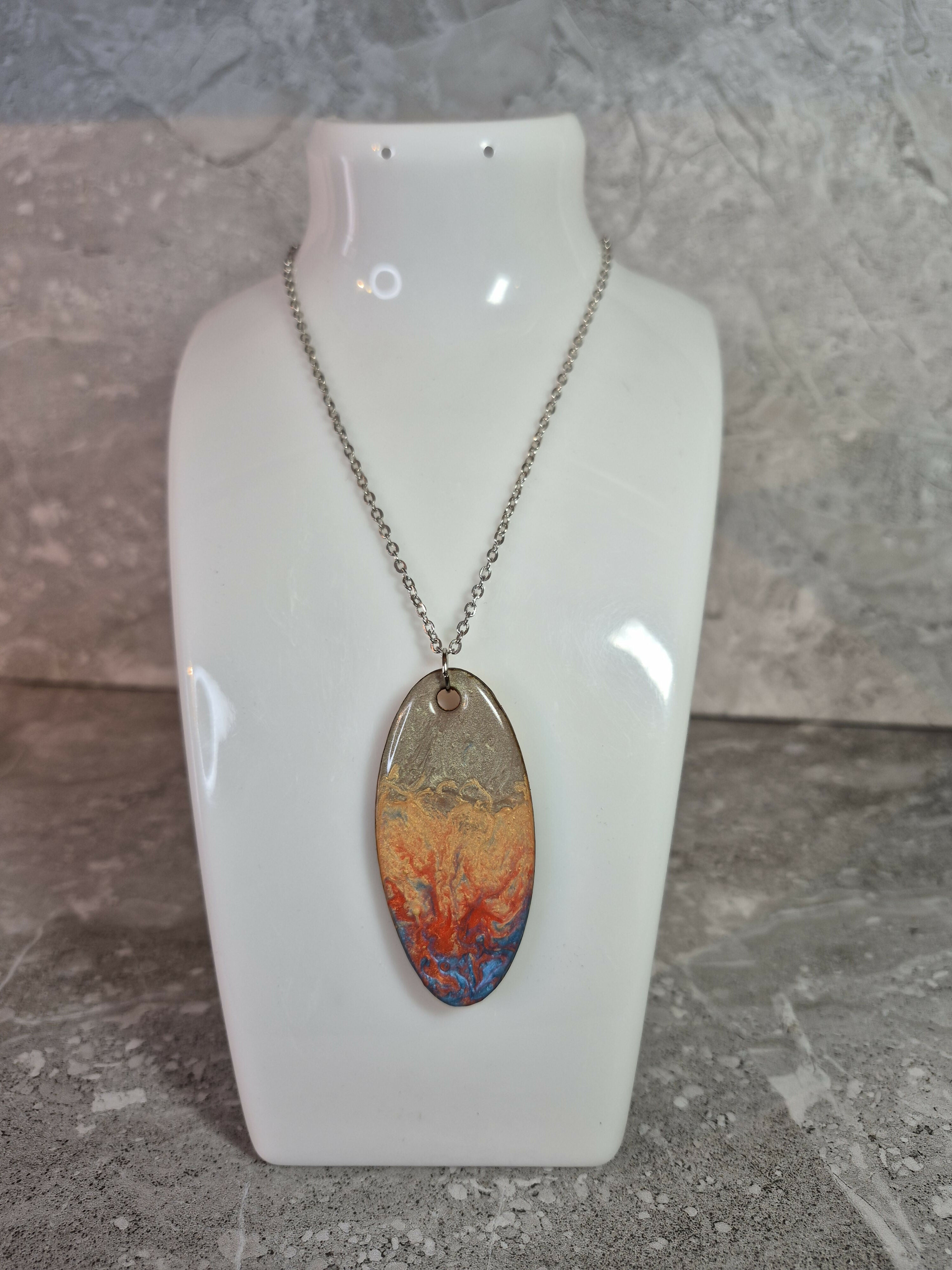 Unique Handcrafted Fiery Landscape Pendant