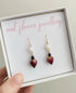 Real Red Rose Pearl Earrings Gold Plated