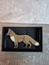 Handcrafted Walnut Veneered Red Fox Pin With White Accents