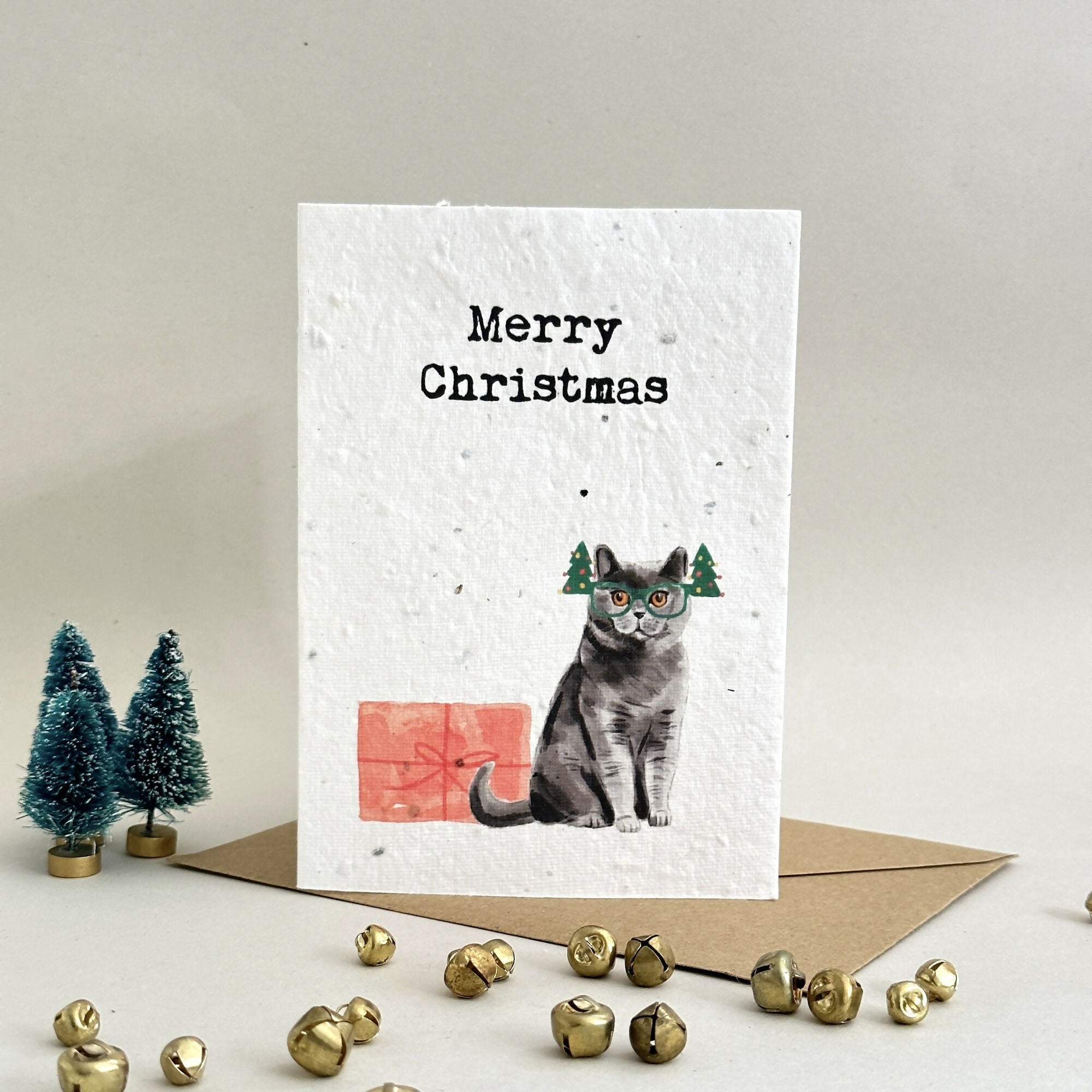 Funny Cat Plantable Christmas Card