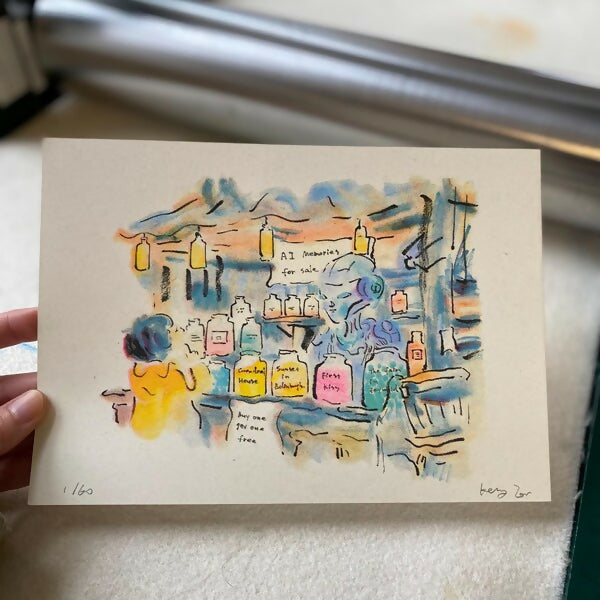 AI Memories for Sale Limited Edition Riso print