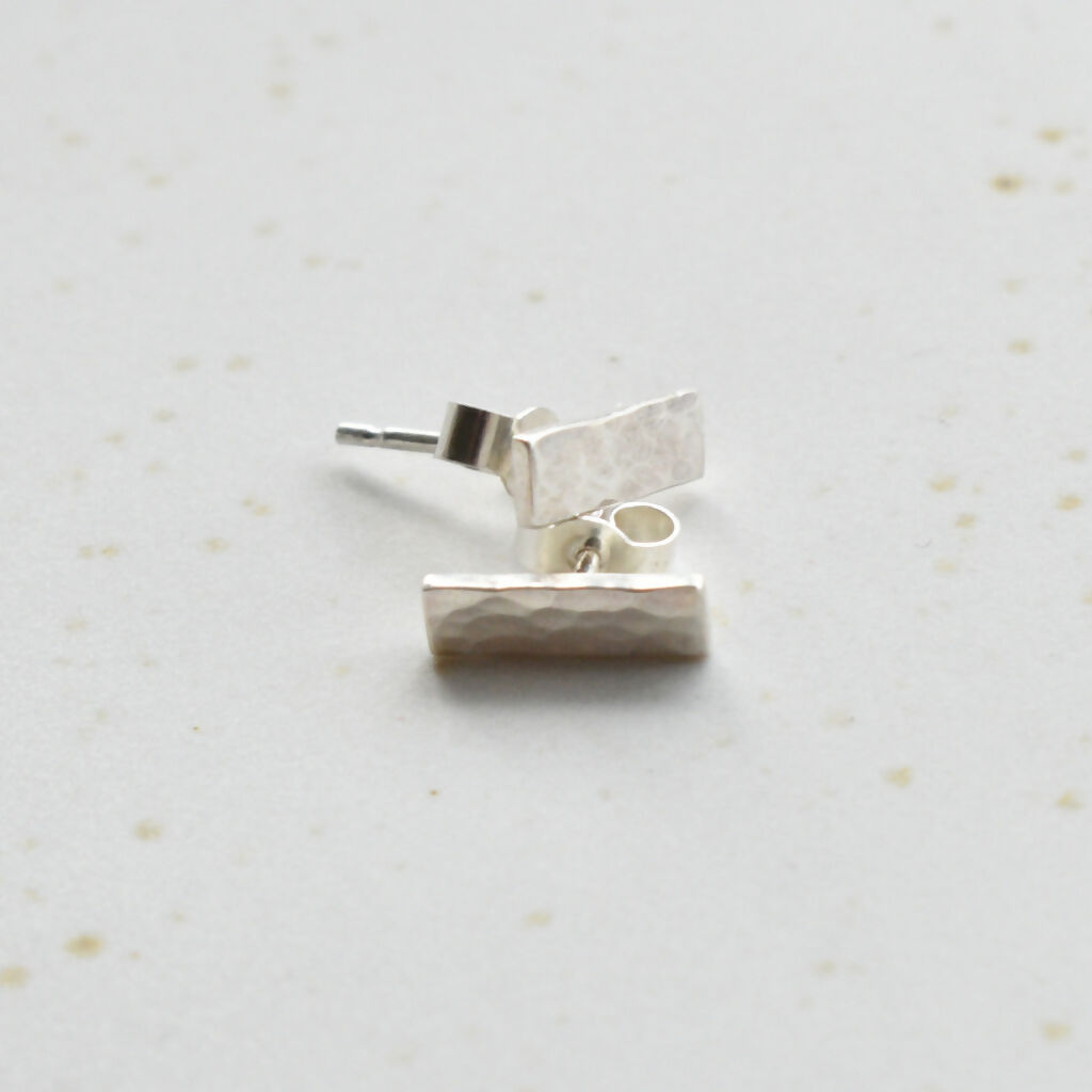 Sterling Silver Textured Rectangle Stud Earrings