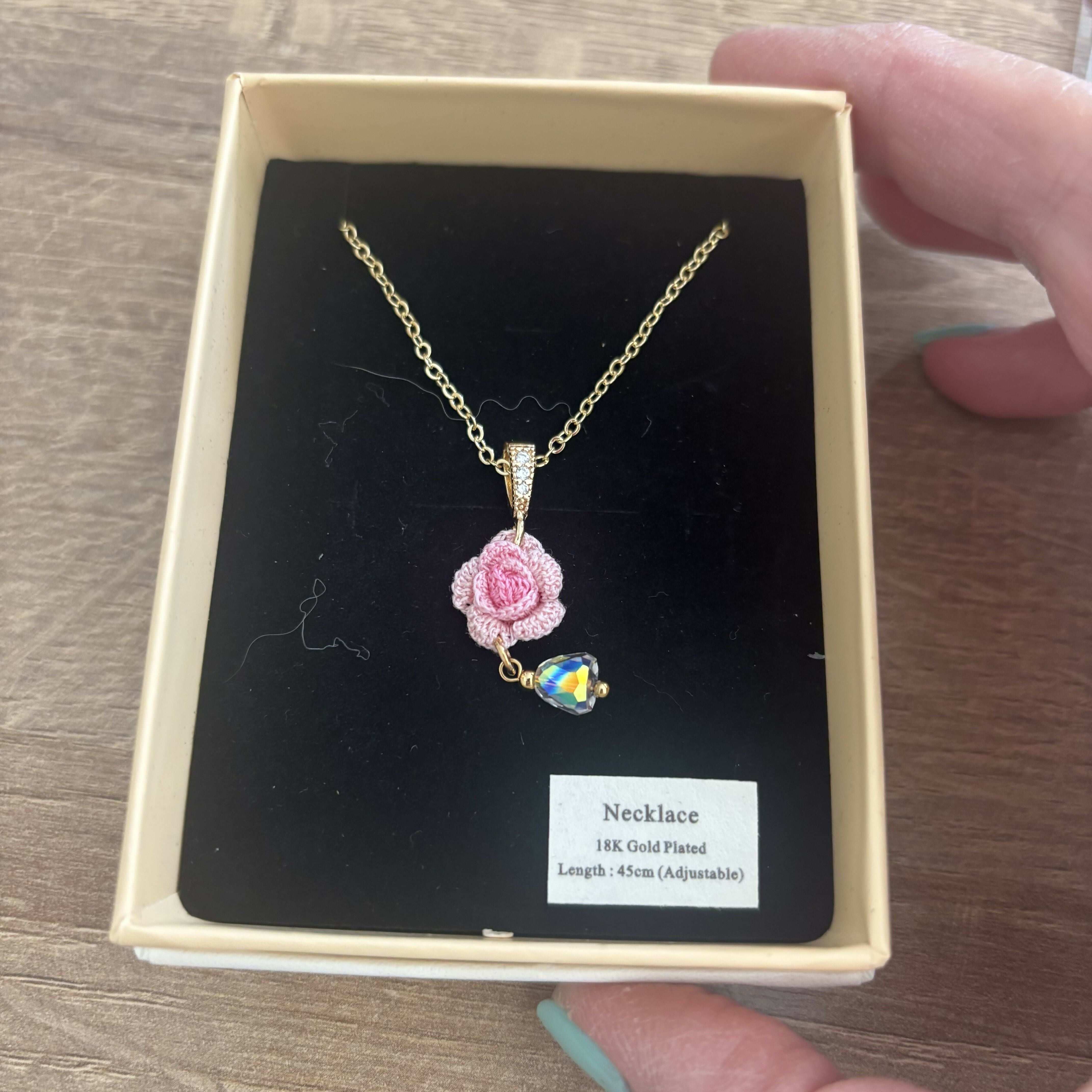 Micro Crochet Flower Necklace
