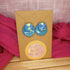 Turquoise Circle Polymer Clay Earring Stud With Mosaic Detail