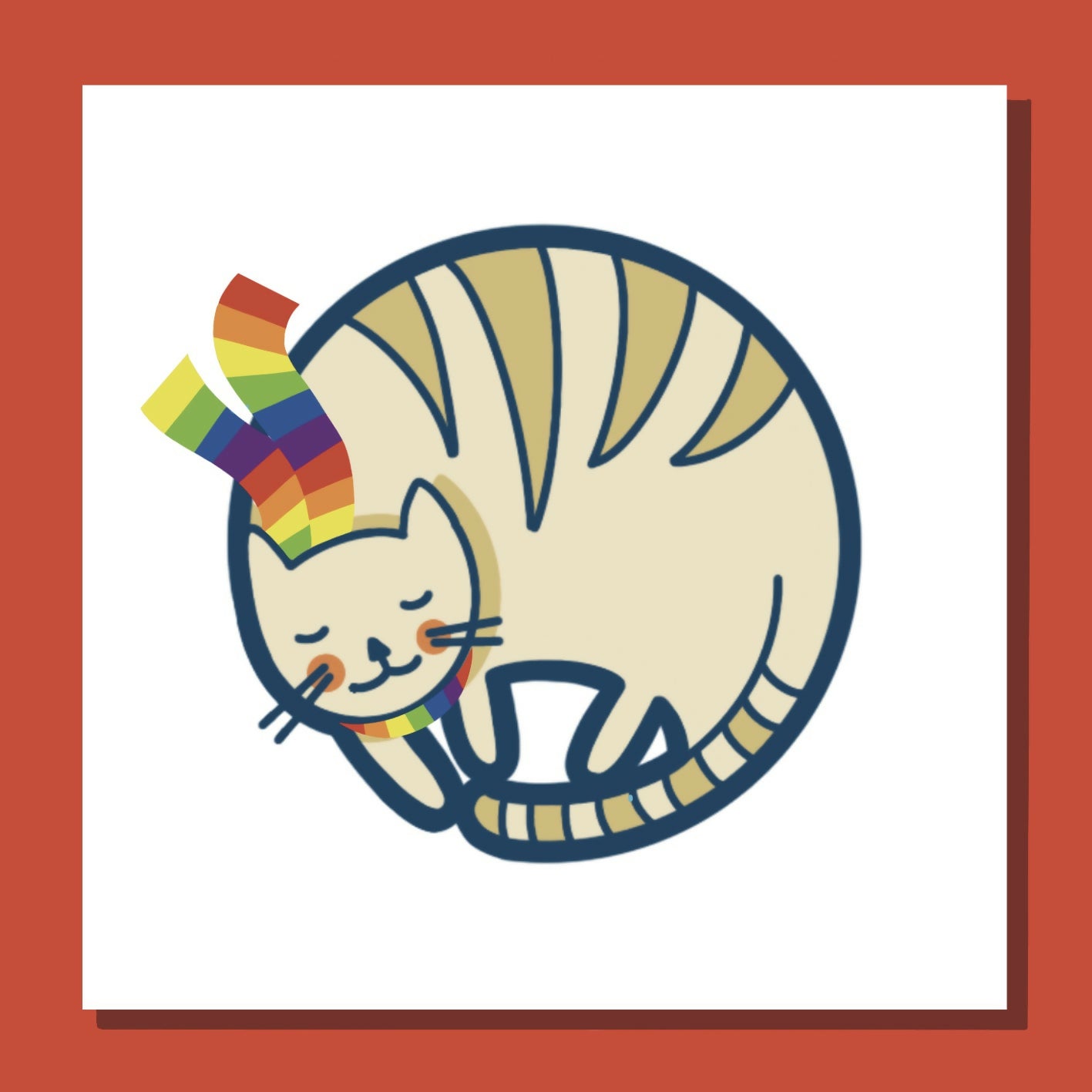 Rainbow Cat Square Greetings Card