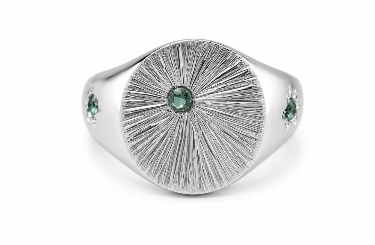 Sterling Silver and Fluorites Signet