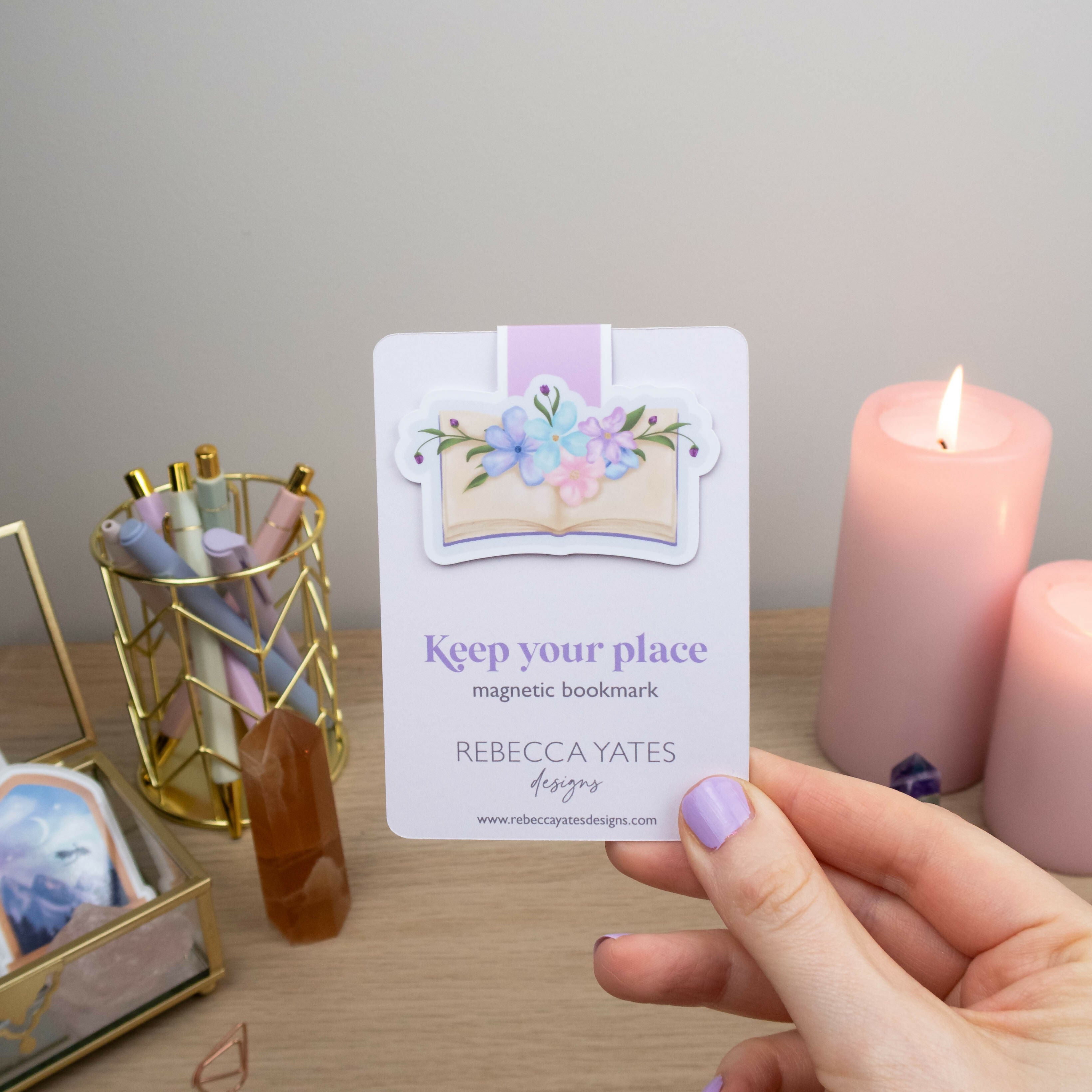 Book and Flowers - Magnetic Bookmark