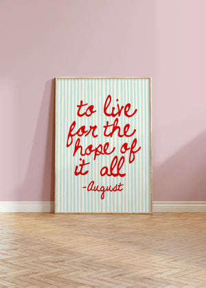 The Hope Of It All August Taylor Swift Print