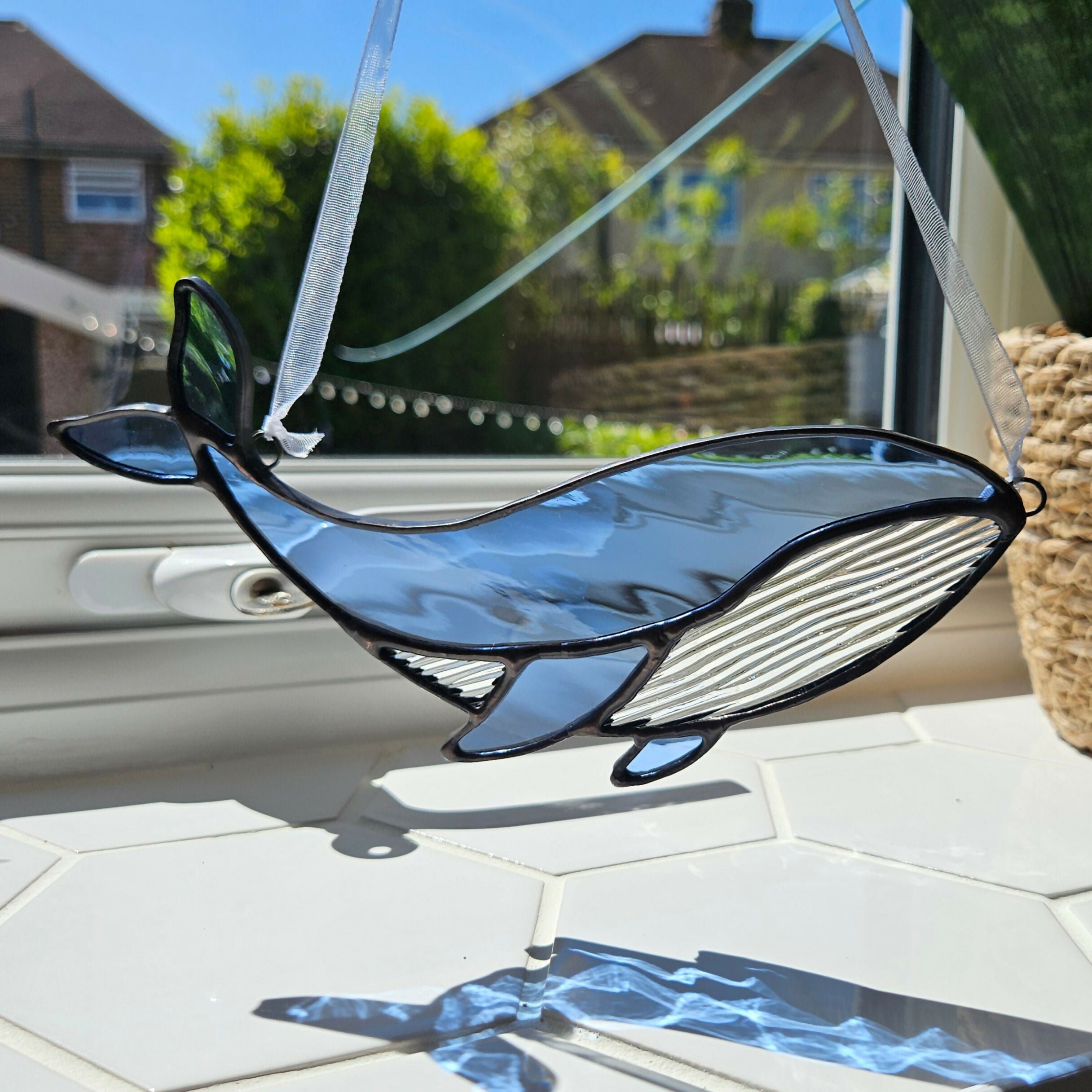 Blue Whale Stained Glass Suncatcher