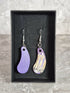 Handcrafted Teardrop Shaped Purple, Lilac, Cream And Black Earrings