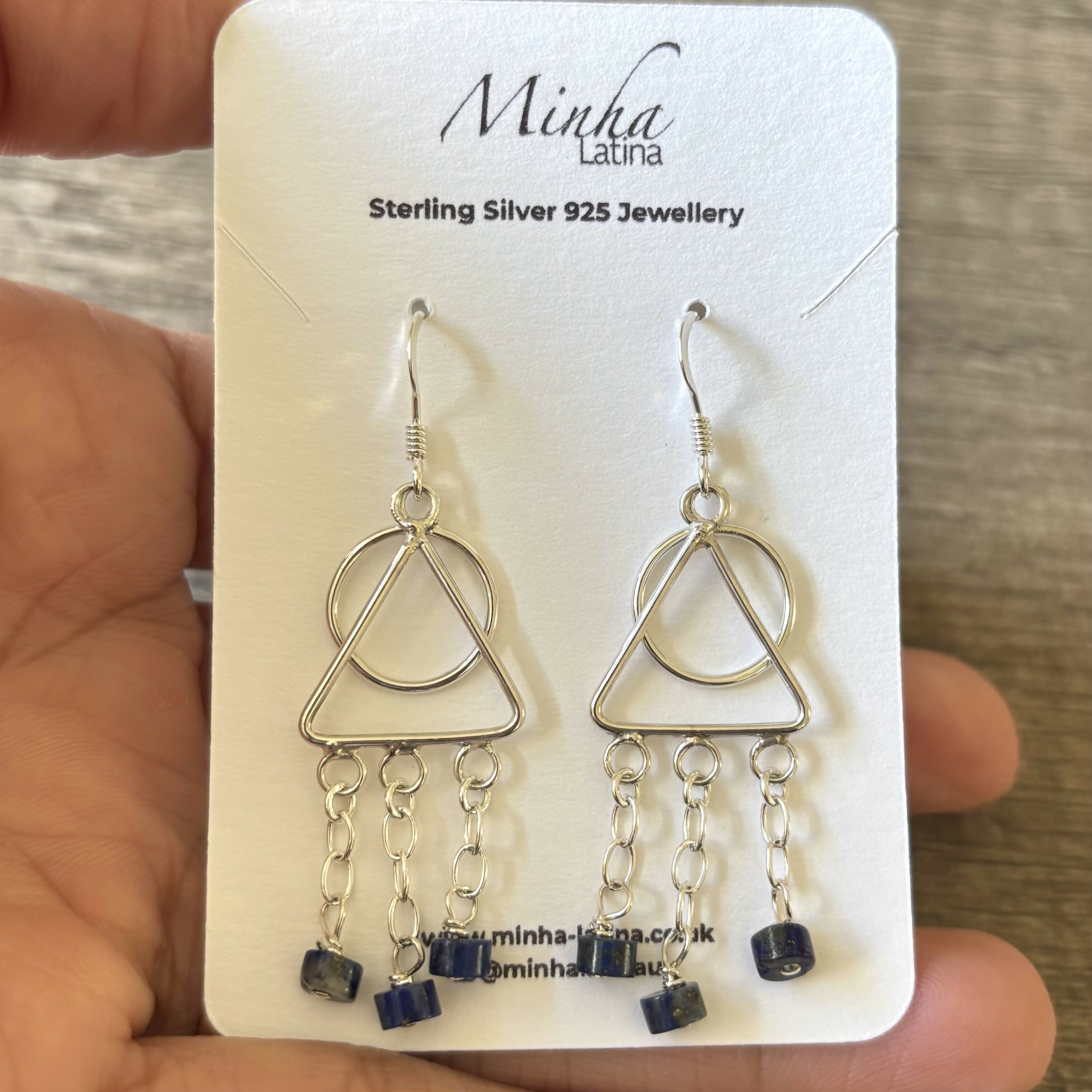 Sterling Silver Geometric Lapis Lazuli Earrings